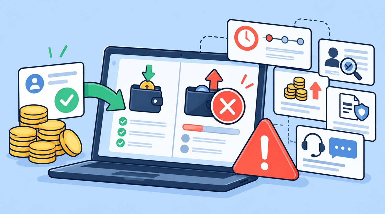 Dashboard showing blocked withdrawal attempt