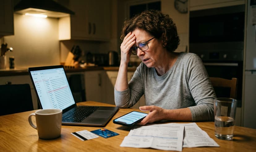 Person reviewing repeated payment demands on screen